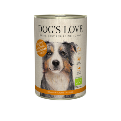 DOG'S LOVE BIO PUTE – Ekologiczny indyk z amarantusem, dynią i pietruszką - karma mokra dla psów -  400 g.png