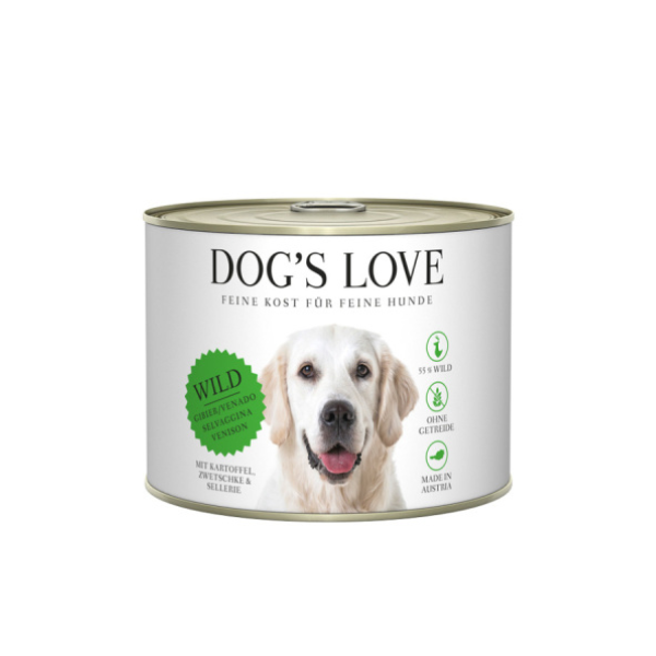 DOG’S LOVE WILD Dziczyzna z marchewką, selerem, ziemniakami i śliwkami - karma mokra dla psów - 200 g.png