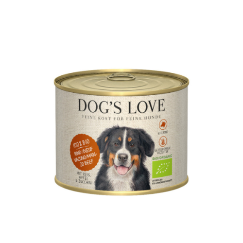 DOG'S LOVE BIO RIND - Ekologiczna wołowina z ryżem, cukinią i jabłkiem - karma mokra dla psów - 200 g (1).png