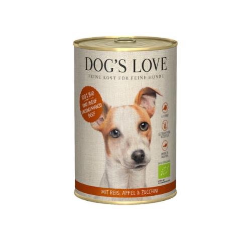 DOG'S LOVE BIO RIND - Ekologiczna wołowina z ryżem, cukinią i jabłkiem - karma mokra dla psów -  400 g.png