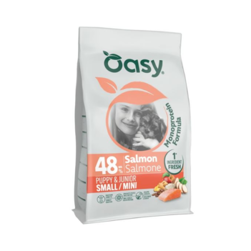 OASY MONOPROTEIN PUPPY &amp; JUNIOR SMALL MINI SALMON Karma pełnoporcjowa z łososiem dla szczeniąt małych ras.png