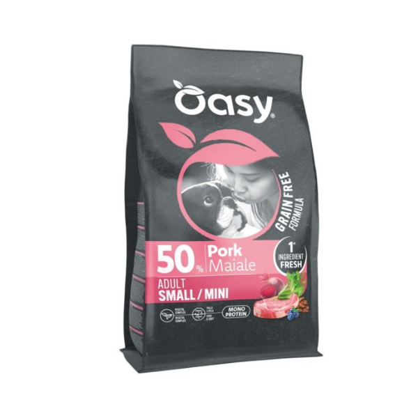 OASY GRAIN FREE MONOPROTEIN ADULT SMALL MINI PORK Kompletna karma bezzbożowa z wieprzowiną dla psów małych ras -  różna waga.png