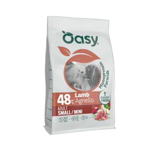 OASY MONOPROTEIN  ADULT SMALL MINI LAMB Karma pełnoporcjowa z jagnięciną dla psów małych ras.png