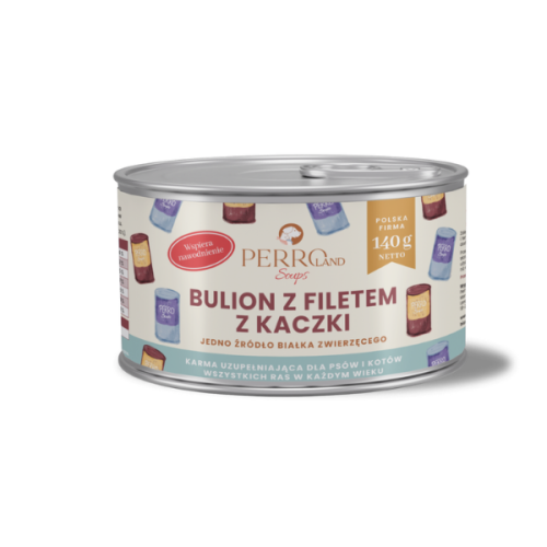 PERRO SOUPS Bulion z filetem z kaczki dla psa i kota - 140 g  (1).png