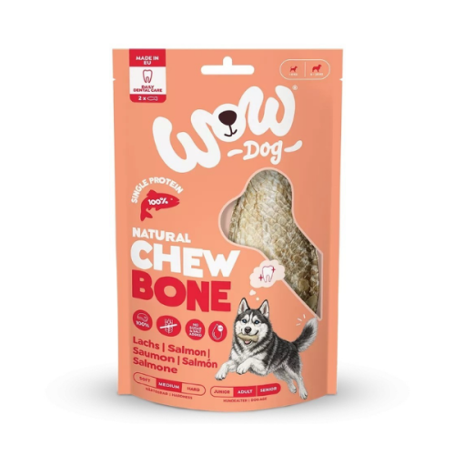 WOW DOG Natural Chew Bone Lachs - gryzak ze skóry łososia dla psów - 2 szt..png