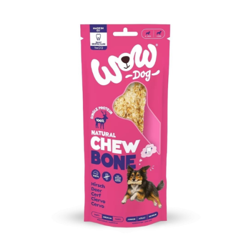 WOW DOG Natural Chew Bone Hirsch - kość do żucia ze skóry jelenia dla psów - 80 g  (1).png