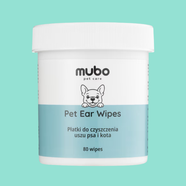 Mubo Pet Ear Wipes 80szt. - jednorazowe płatki do uszu psa i kota, nasączone płynem czyszczącym - 80 szt (1).png