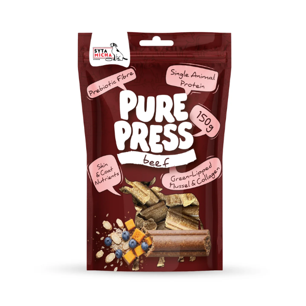 SYTA MICHA Pure Press Beef Smaczki tłoczone na zimno - wołowina - 150 g.png