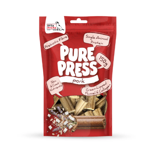 SYTA MICHA Pure Press PORK Smaczki tłoczone na zimno - wieprzowina - 150 g.png