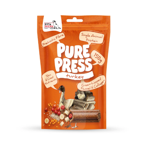 SYTA MICHA Pure Press TURKEY Smaczki tłoczone na zimno - indyk - 150 g.png