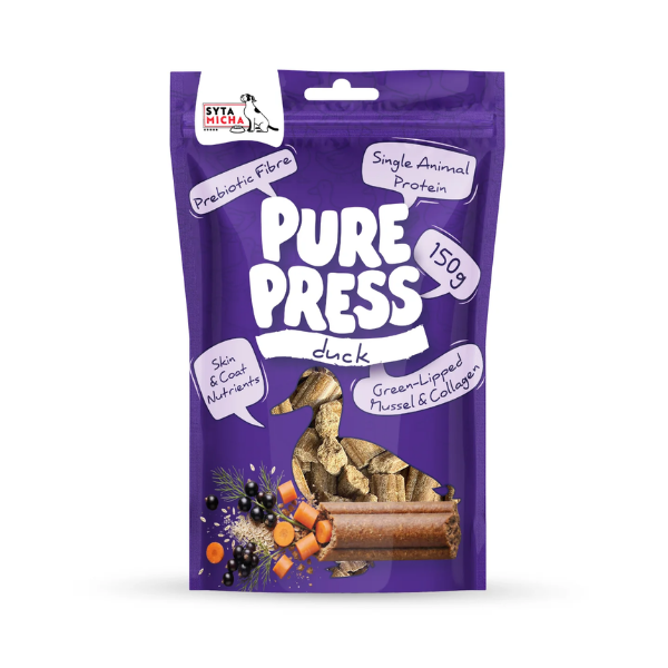 SYTA MICHA Pure Press DUCK Smaczki tłoczone na zimno - kaczka - 150 g.png