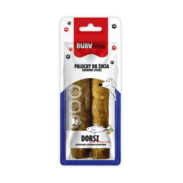 BUBA Paluchy z dorszem z krylem dla psów - 2 szt. x 15 cm.png