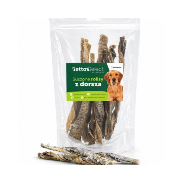 BETTA SELECT Suszone rollsy z dorsza dla psów - 100 g.png