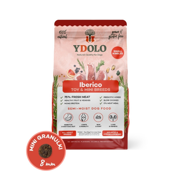 YDOLO MINI Iberico - wieprzowina Iberico - półwilgotna karma dla psów małych ras - 700 g (1).png