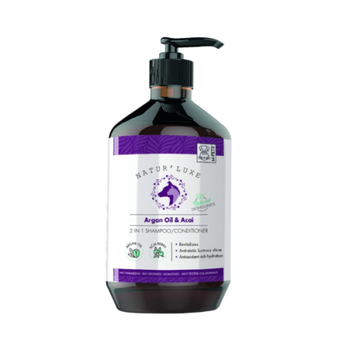 NATUR'LUXE Argan Oil &amp; Acai -  szampon z odżywką 2 w 1 dla psów i kotów - 500 ml.png