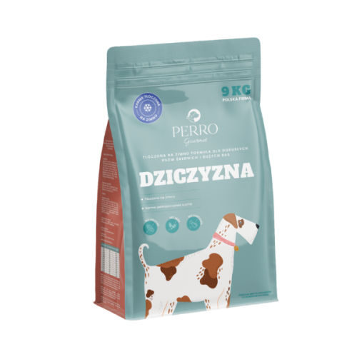 PERRO Gourmet Dziczyzna –  karma tłoczona na zimno dla psów dorosłych średnich i dużych ras 9 kg.png