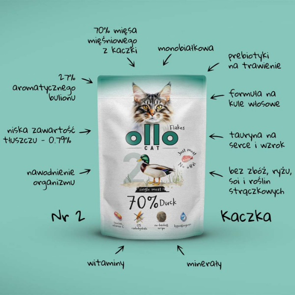 OLLO CAT nr 2 Kaczka - karma mokra dla kotów - 85 g (4).png