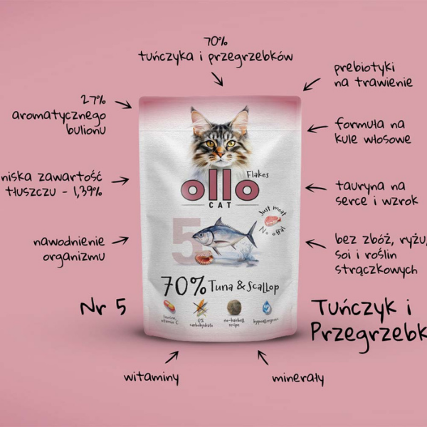 OLLO CAT nr 5 Tuńczyk i przegrzebki - karma mokra dla kotów - 85 g (4).png