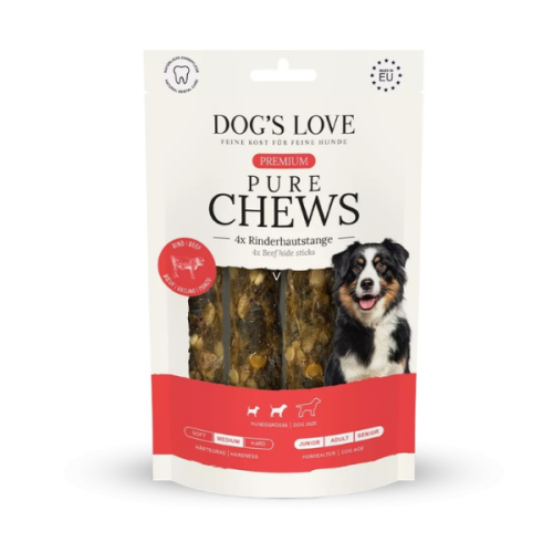 DOG'S LOVE Pure Chews Rind - Gryzaki ze skóry i żwaczy wołowych - 4 szt..png