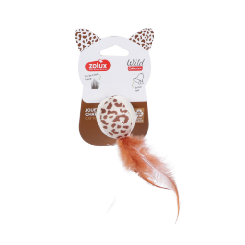 ZOLUX WILD Piłka z piórkami - zabawka dla kota - mokka (2).png