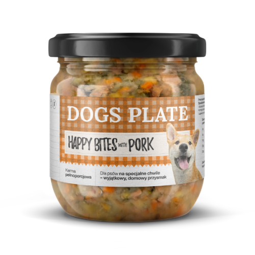 Dogs Plate Happy Bites - karma gotowana z wieprzowiną - 380g  (1).png