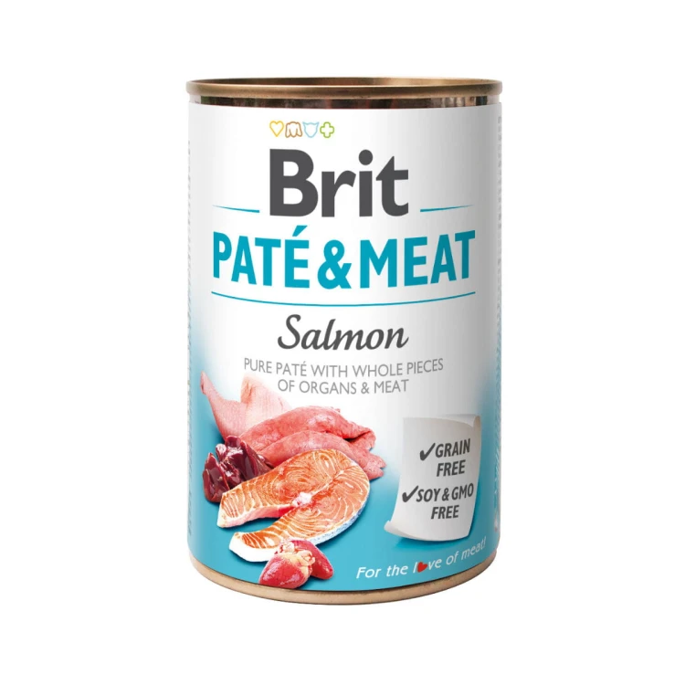 BRIT PATE &amp; MEAT - karma mokra z pasztem  i łososiem - 400 g.jpg