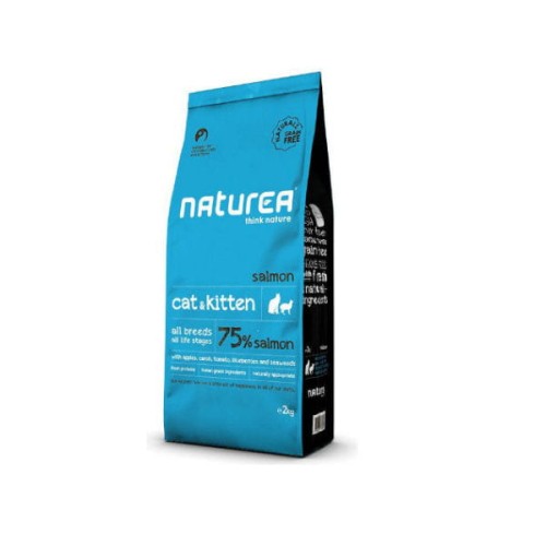NATUREA NATURALS CAT SALMON Karma bezzbożowa z łososiem dla kotów i kociąt sterylizowanych - 7kg.jpg